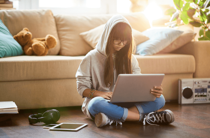 girl posing as teen having online teen therapy session for depression and anxiety
